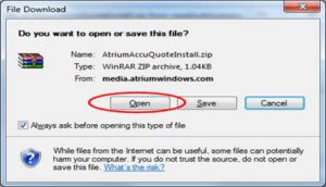 Download Action Dialog Box